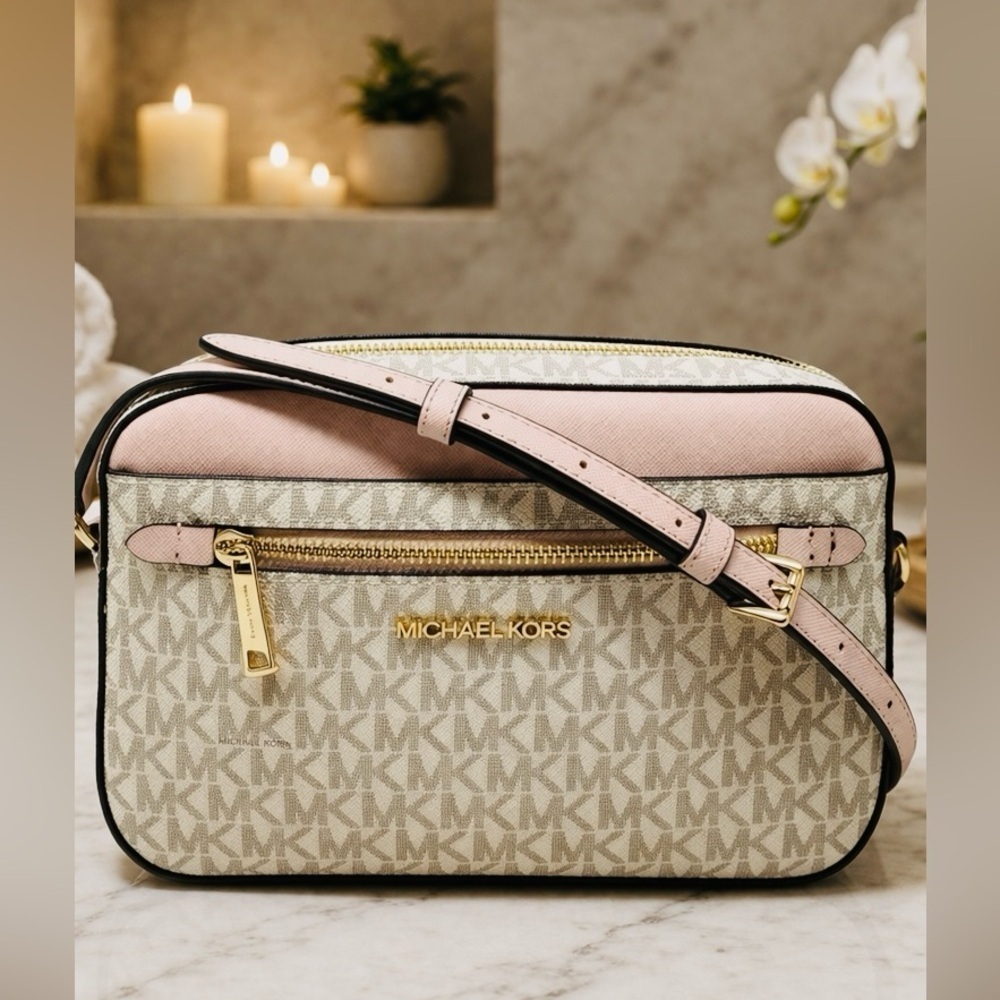 Michael Kors Beige and Pink Crossbody Bag EUC